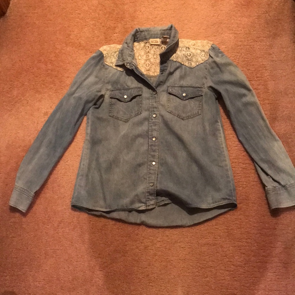 Long sleeve lace button up
